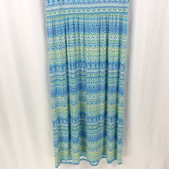 J JIll Maxi Dress Womens Large Blue Green Aegean Sleeveless Tank Surplice V-Neck - Picture 6 of 8